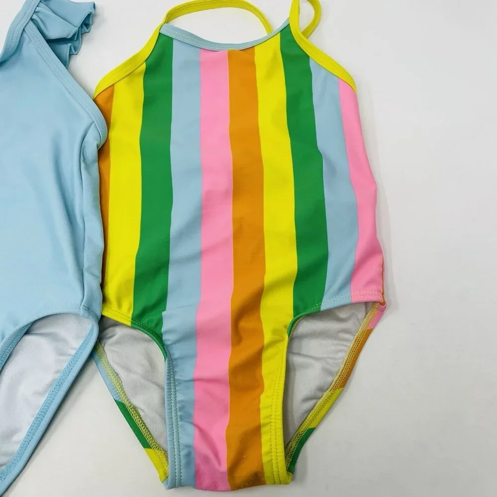 Old Navy Baby Girls 18-24 Months Striped/Solid One Piece Swimsuit 2-Pack 1064‎